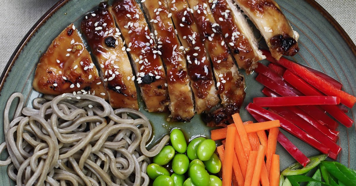 Teriyaki chicken rainbow bowl - MediterrAsian diet