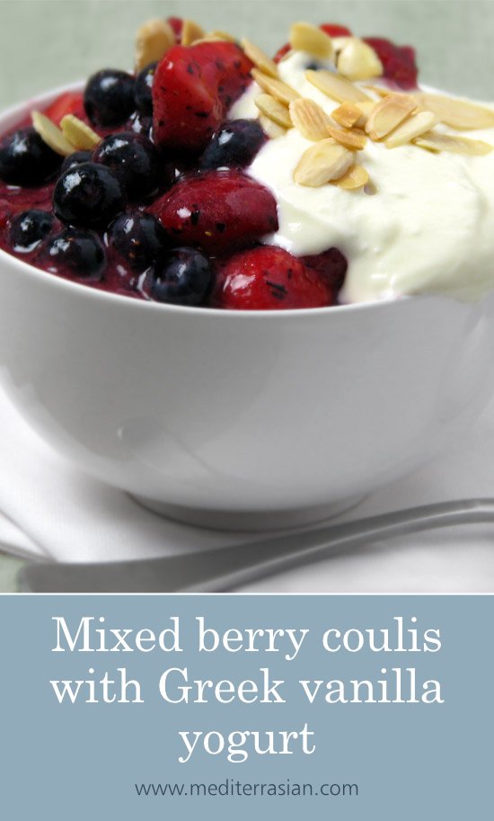 Mixed berry coulis with Greek vanilla yogurt