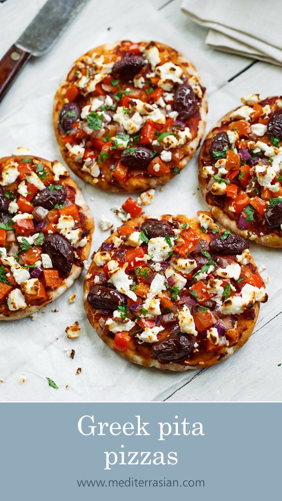 Greek pita pizzas