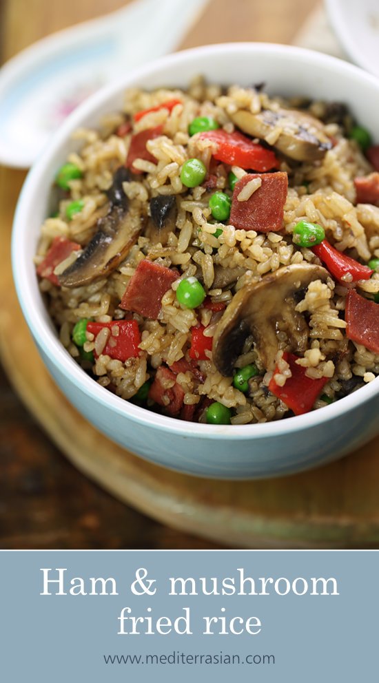 Ham and mushroom fried rice