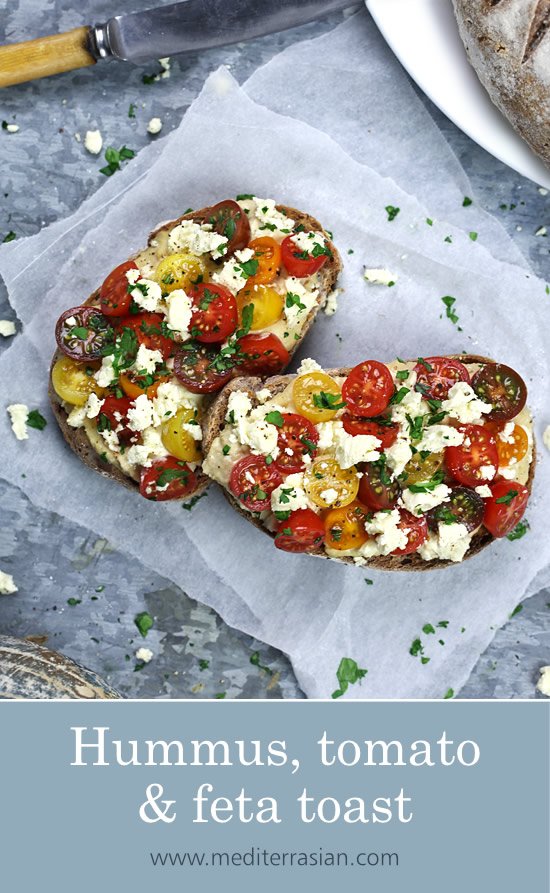 Hummus, tomato and feta toast