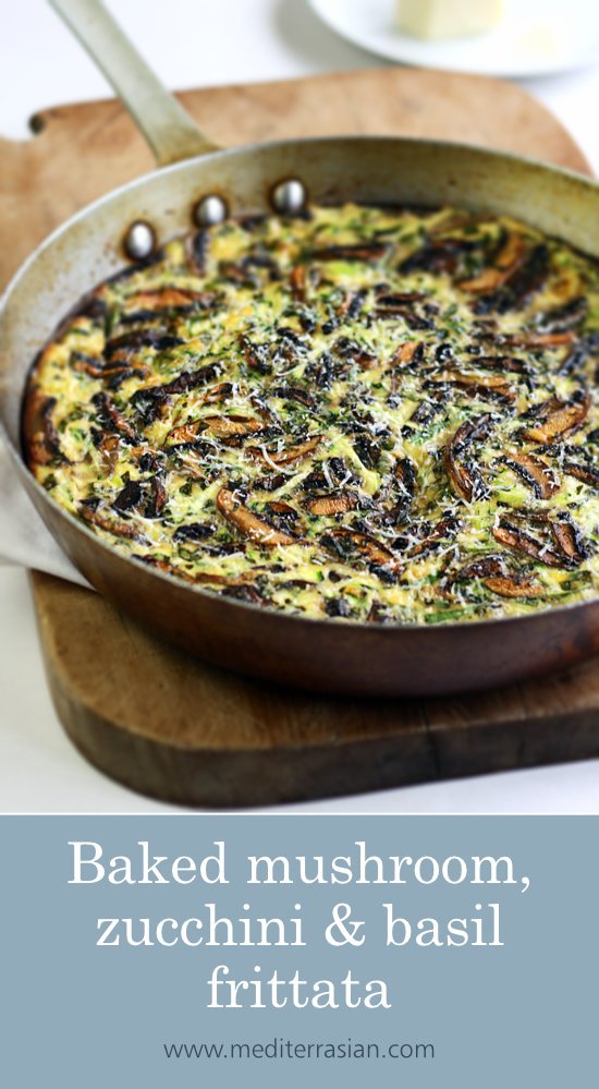 Baked mushroom, zucchini and basil frittata