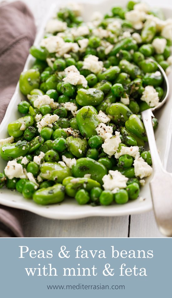 Peas and fava beans with mint and feta