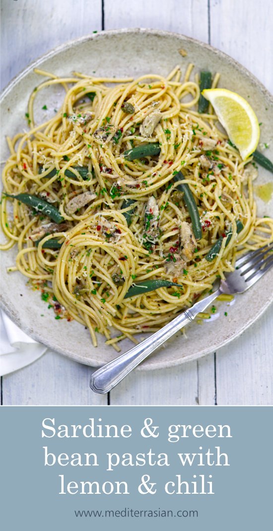 Sardine and green bean pasta with lemon and chili