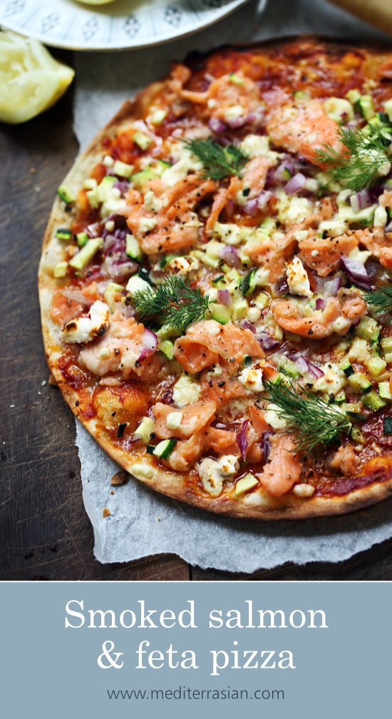 Smoked salmon and feta pizza