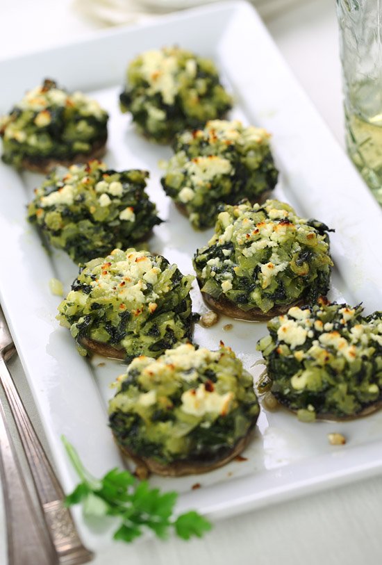 Spinach and feta stuffed mushrooms