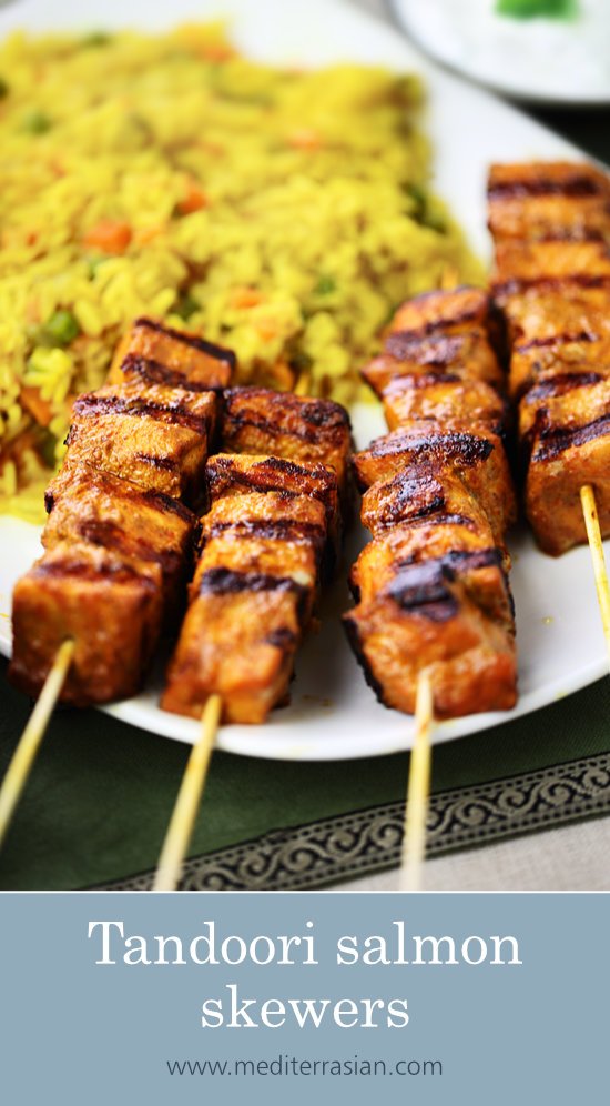 Tandoori salmon skewers