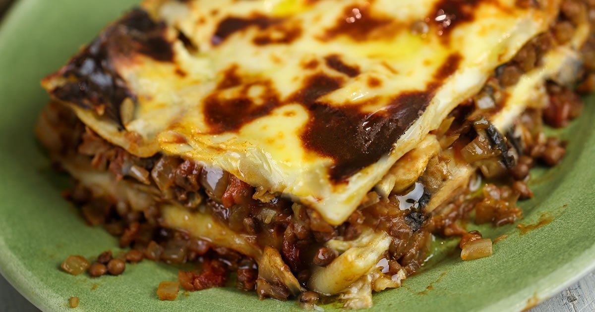 Mushroom and lentil lasagna